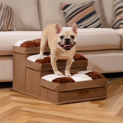 Schachbrett-Karo Handgefertigte Hundetreppe mit Stauraum – Multifunktional & Faltbar